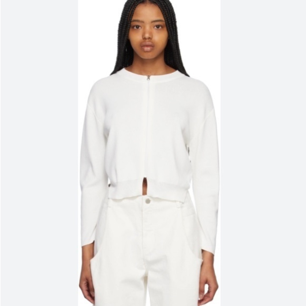 Amomento Back Cutout Full Zip Cardigan Ivory Size 0